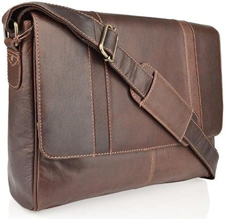 Burnish Brown Men's Buffalo Leather Messenger  Leather Shoulder Bag