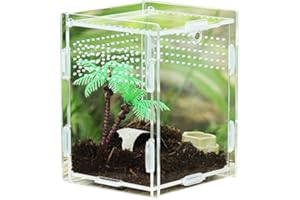 QIKAM Reptile Feeding Box, Magnetic Transparent Reptile Insec-t Breeding Box/Acrylic Pet Climbing Terrarium/Spider Scorpions Mantis Breeding Tank/Reptile Lizard Incubation Box/Reptile Breeding Cage