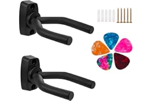 Sgizoku Guitar Wall Mount,Guitar Hanger for Wall,Guitar Wall Hanger Stand Keep Guitar Wall Hook Holder Mount Display Tioamy Guitar Wall Stand Rack Bracket Most Guitar Bass Accessories (2-Black)