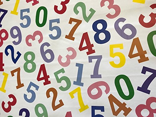 linen702 Vinyl Pvc Tablecloth Colourful Numbers 1.5 metres (150x137cm) 4 Seater Size Table, Wipe Clean, Textile Backed plastic table cloth (273)