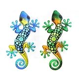 ✅ Facil instalacion Art Deco Home - Adorno Pared Metal x2 Lagarto 38 cm - 13652SG