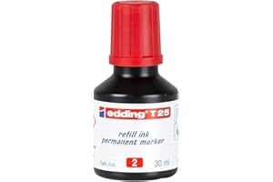 edding T 25 tinta de recarga para marcador permanente - rojo - 30 ml - con sistema dispensador de gotas, para rellenar rápidamente casi todos los marcadores permanentes edding
