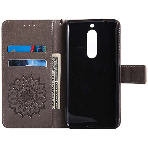 Nokia 5 H  lle  Dfly Premium Slim PU Leder Mandala Blume Pr  gung Muster Flip H  lle Bookstyle Stand Slot Schutzh  lle Tasche Wallet Case f  r Nokia 5