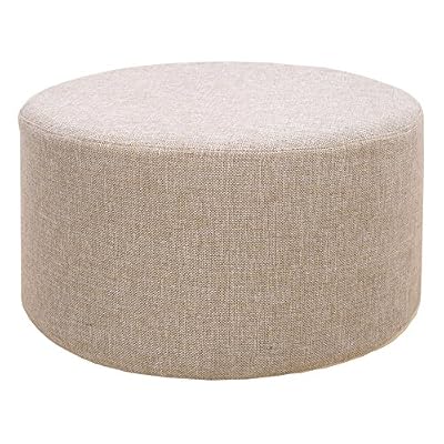 Rebecca Srl Footstool Pouffe Rounded Beige Design Modern Home decor Living Seat Bathroom (Cod. RE4545)