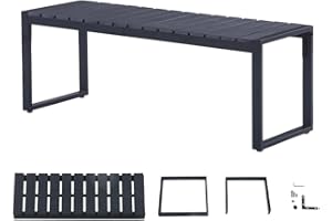 ‎MINGONE Mingone Gartenbank Wetterfest Sitzbank Parkbank Bank Holz Gartenmöbel für Balkon Terrasse Garten bis 200kg Belastbar,120cm Schwarz für 2