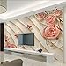 Produktbild Ponana  Schöne Rosa Rosafarbene Blumentapeten-Sofahintergrundwand Wohnzimmerschlafzimmerdekoration Kundenspezifisches Wandgemälde 3D-350X250Cm