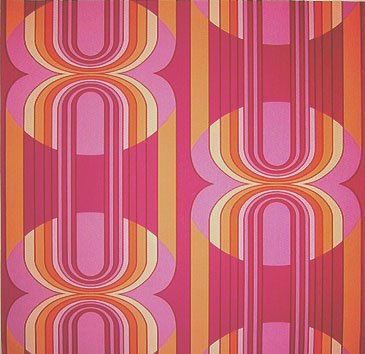 Livingwalls Retro Vision Mustertapete / Papiertapete, Retro-Design, orange, violett, magenta, mehrfarbig, 703927