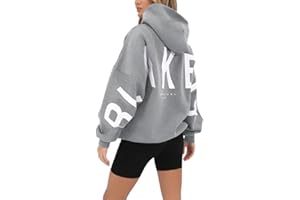 LSEEKA Backprint Hoodie for Damen Oversize Pullover Mit Kapuze College Hoody Athletic Sweatshirt Bequem Kapuzenpullover Outerwear Tops Bluse Langarmshirt