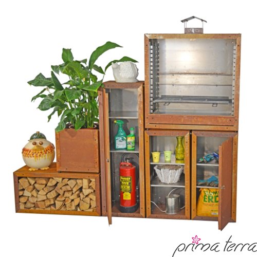 prima terra Kaminholzregal Kaminholzunterstand Brennholzregal Kaminholz Aufbewahrung Bausatz Edelrost Maße 118x118cm Tiefe 35cm - 5