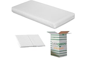 EVERGREENWEB MATERASSI & BEDS EVERGREENWEB® Materasso Lettino o Culla 70x160 per Bambini alto 12 cm + Cuscino ANTISOFFOCO su misura GRATIS con Fodera in Cotone Naturale, Rivestimento Sfoderabile Anallergico Lavabile SYMBA
