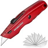 WORKPRO WP213017 Heavy Duty Aluminum Body Retractable Retouching Utility Knife + 3 Replacement Knives