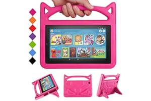 Fire 7 2019 Case,Fire 7 Tablet Case for kids,DJ&RPPQ Kids Shock Proof Protective Cover Case for Amazon Fire 7 Tablets (Compatible with 7th Generation 2017/9th Generation 2019) (Rose)