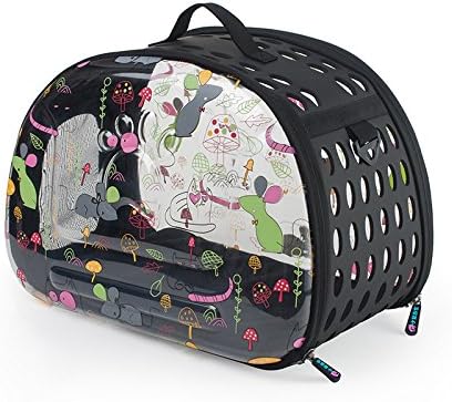 GPPZ Transparent Pet Bag Folding Soft EVA Pet Carrier Puppy Dog Cat Portable Outdoor Travel Double Zipper Kitten Backpack,Black