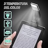 iluminacion de lectura  CARGA RÁPIDA Y DE LARGO PLAZO: se puede recargar simplemente enchufándola en el banco de energía o en la computadora portátil sin un cable adicional. Nunca te preocupes por dónde está el cable cuando quieras recargarlo. Unos 30 minutos se cargan por completo y durarán 5 horas o más. Durante la carga, la luz roja se encenderá y la luz roja se apagará cuando la carga esté completa. Detener automáticamente la carga protege la batería.