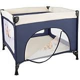 TecTake Baby Laufstall Babybett Kinder Reisebett | inkl. Schlafunterlage + Transporttasche | navy blau - 3