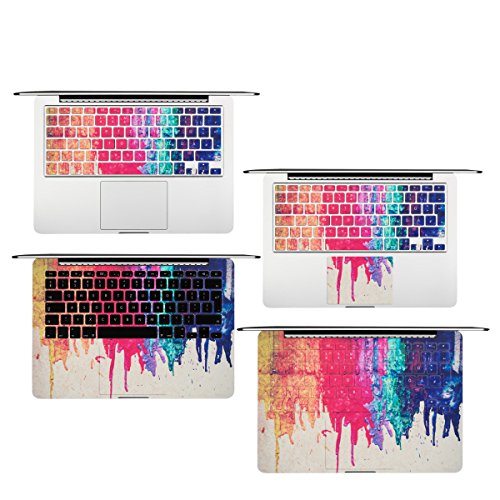 kwmobile Tastatur Aufkleber QWERTZ für Apple MacBook Air 13″ (Modelle ab Mitte 2011) mit Regenbogen laufende Farbe Design in Mehrfarbig Rot Beige Tastaturschutz Folie Sticker Skin - 4