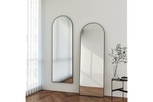 WDWRITTI Standspiegel mit Schwarz Metallrahmen 40x140cm Wandspiegel Ganzkörperspiegel, HD Groß Spiegel Garderobenspiegel Rund Rechteckig Metall Rahmen für Flur, Tür, Wohn-, Schlaf- und Ankleidezimmer