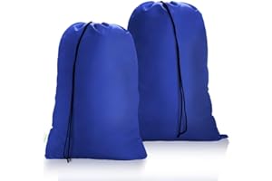 OTraki Large Travel Laundry Bags 2 Pack 24 x 32 inch Drawstring Organizer Bag Foldable Laundry Bag Toys Dirty Clothes Bag Tear Resistant Storage Bag for Hamper Basket Home College Dorm Camp, Blue