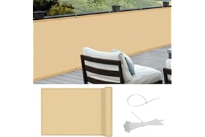 COOL AREA Brise-Vue pour Balcon PES Couverture de confidentialité Écran Vent Protection UV Opaque Résistant aux Intempéries, 90x500cm,Sable