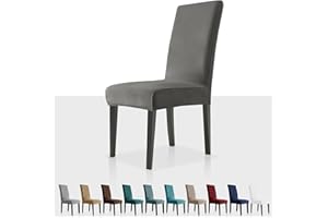 MAXIJIN Stretch Velvet Chair Covers for Dining Chairs Set of 2 Removable Velour Dining Chair Covers Plush Chair Slip Covers for Dining Room,Hotel,Kitchen,Ceremony (Grey, 2)