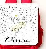  Kindergartenrucksack rot mit Namen für Mädchen Ballerina Prinzessin - mit Brustgurt/Kindergartentasche