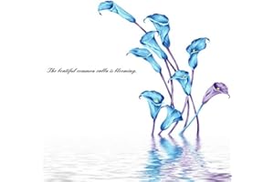 LICHI Frosted Privacy Sticker of Blue Calla Lily, Flower Half Transparent Translucent Privacy Decal for Bathroom Window Sliding Door