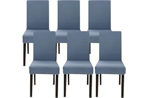 ‎JAOTTO Jaotto Stuhlhussen 6er Set Stretch, Stuhlhussen für Esszimmerstühle Schwingstuhl, Stretch Stuhlschoner Abnehmbarer Waschbarer, Stuhlbezug Universal für Stuhl Esszimmer Büro Bankett Hotel(Grau Blau)