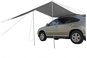 Blueshyhall Auvent Voiture, Tente de Voiture Étanche Mobile, Tente de Toit de Coffre Voiture, Tente Camping Car Exterieur, Tente Voiture Arriere pour Voiture SUV Camping Car (300 x 200 cm, Gris)