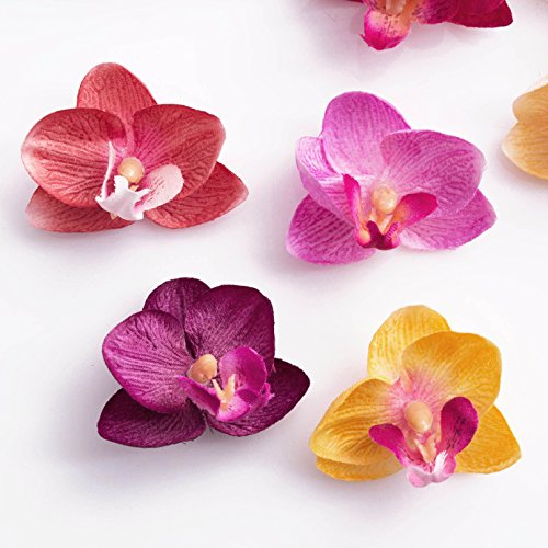 Künstliche Mini Orchideenblüten Phalaenopsis, rosa-violett-gelb, 18 Stück in der Box – Kunstblüten – artplants - 4
