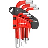 WORKPRO WP222016 9 Piece Short Size CR-V Inch Professional Allen Key Set