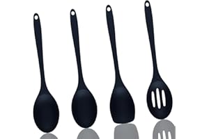 EASYKEENECOM Ustensiles De Cuisine en Silicone, 4 Pièces Cuillères à Mélanger, Spatules et Palettes en Silicone Antiadhésifs pour Pâtisserie (27,5 cm)