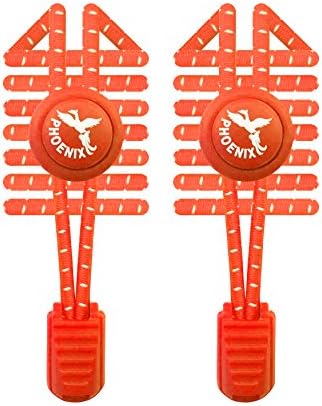 Phoenix Fit UK - No tie Elastic Lace System with lock - Easy to install in a range of colours. Great for runners, children, older generation &amp; active lifestyles - 1 Pair (Sunburst Orange)