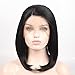 Produktbild Destiny Love Short Hair Black Yaki Straight Bob Lace Front Wig Synthetic Shoulder Length Short Heat Resistant Fiber Hair Glueless Cap Lace Front African American Women’s Wigs with Baby Hair 16 Inches