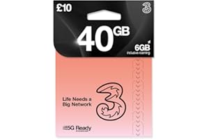 LOVE 2 SURF THREE 4G/5G SIM Card UK & ROAM FREE in over 70 destinations - PREPAID PAYG £10 Bundle - 20GB + (20GB FREE DATA) Unltd Texts & Mins - ROAMING ALLOWANCE 6GB