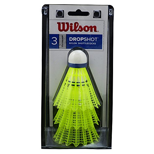 Wilson WRT6048YE Volants de Badminton, Dropshot Shuttlecocks, Paquet de 3, Plastique/Liège Naturel, Jaune