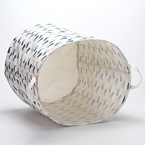 Sea Team 21.7″ Maxi-Bettwäsche und Baumwollgewebe Folding Kinderwäschekorb Eimer Zylindrische Burlap Leinwand-Speicher-Korb mit dem wasserdichten PE-Beschichtung Futter - 3