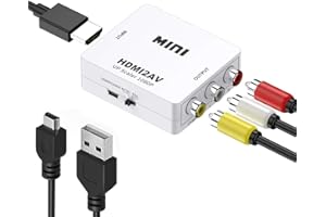 Azuxreza RCA auf HDMI Konverter, Composite CVBS auf HDMI, Upscaler 720P/1080P, AV auf HDMI Video Converter, unterstützt PAL/NTSC, kompatibel mit PS3, TV, PC, STB, Xbox, VHS, VCR, Blue-Ray DVD