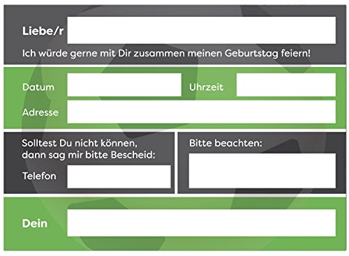 16 Einladungskarten zum Kindergeburtstag – Motiv Fussball – für Kinder, Jungen, Party Feier Jungs Geburtstagseinladungen im Set - 2