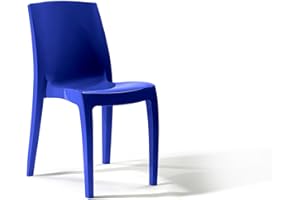 4 FRONT FURNITURE 1 x Chair Navy Blue Gloss, Stackable, Recyclable, Strong, Made in UK, Durable, Stylish, Comfortable, UV Resistant | Kitchen, Living, Dining, Office, Outdoor, Café, Restaurant, College, Hotel