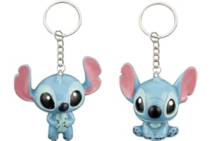 MIZT Llavero Stitch, 2 piezas Disney Lilo and Stitch Keychain, Bolso con Colgante para Mochila, Niña, Niño, Recuerdo, Regalo, Juguete, Llavero, Colgante para Niños, Perfecto Como Regalo