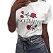 Produktbild SEWORLD T-Shirts Damen Frauen Nothing Rose Drucken Sommer Lose Kurzarm Tops Bluse Oberteile(Weiß,S)