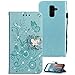 Produktbild Leder Hülle mit Galaxy A6 Plus, Bling Glitzer Diamant Strass Cover Brieftasche Case mit KunstLeder mit Kartenfach Kredit Karten Geldklammer Hülle im Schmetterling Look für Samsung Galaxy A5 2021