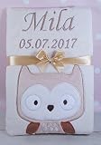 Babydecke mit Namen und Datum bestickt Schmusedecke Geschenk Taufe Geburt
