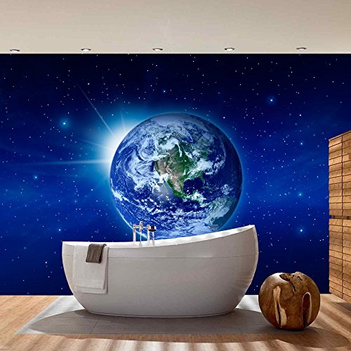 Vlies Fototapete PREMIUM PLUS Wand Foto Tapete Wand Bild Vliestapete – Erde Weltraum Planet – no. 231 Erde Weltraum Planet Blau, Größe:400x280cm Vlies - 7
