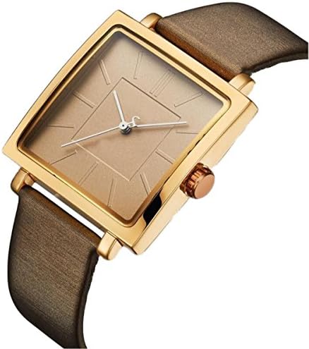 Fashion Simple Square Watch Watch Men's Adult Waterproof Quartz Watch,Brown1-OneSize