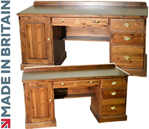 Solid Pine Computer Desk, Handcrafted &amp; Lacquered Large Twin Pedestal Desk with Filing Drawer, Choice of Colours. No flat packs, No assembly (TPD8-L)