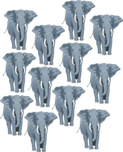 Elephants 12 of each 21 x 26 cm Large Wall Decoration Self-Adhesive, in window door furniture Auto Laptop Mirror.....