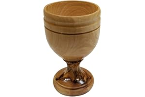 LION OF JUDAH MARKET Copa de vino de Comunión Tierra Santa, cáliz, copa de madera de olivo (2.75 pulgadas)