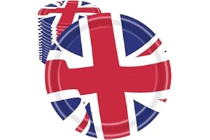YAAVAAW 16P Union Jack Paper Plates Coronation Plates 18cm,UK Flag Plates British Party Decorations for The Kings Charles III Coronation Decorations 2023,Royal Street Party,Union Jack Party Supplies