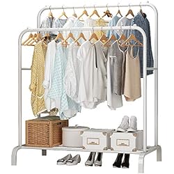 UDEAR Porte-vêtements, Porte-vêtements Multifonctionnel, Porte-Manteaux à Deux Pôles, Blanc